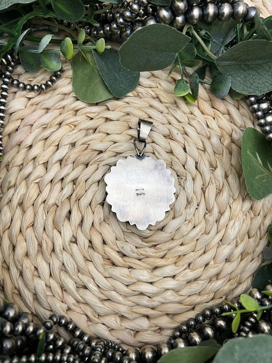 11 - stone Turquoise Cluster Pendant - Sunset TQ Mountain