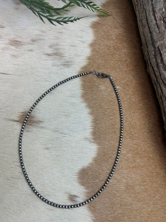 3mm Desert Pearls - Round Bead Necklace - Sunset TQ Mountain