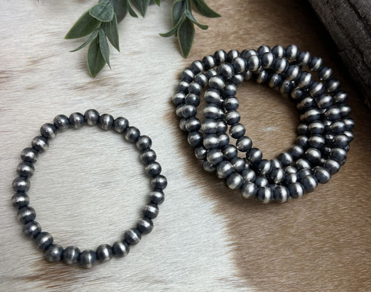 7mm Round Desert Pearls Stretch Bracelet - Sunset TQ Mountain