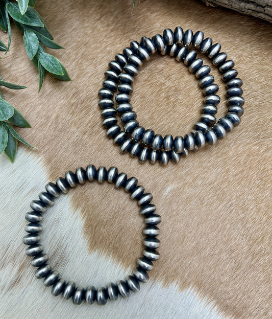 9mm Saucer Desert Pearls Stretch Bracelet - Sunset TQ Mountain