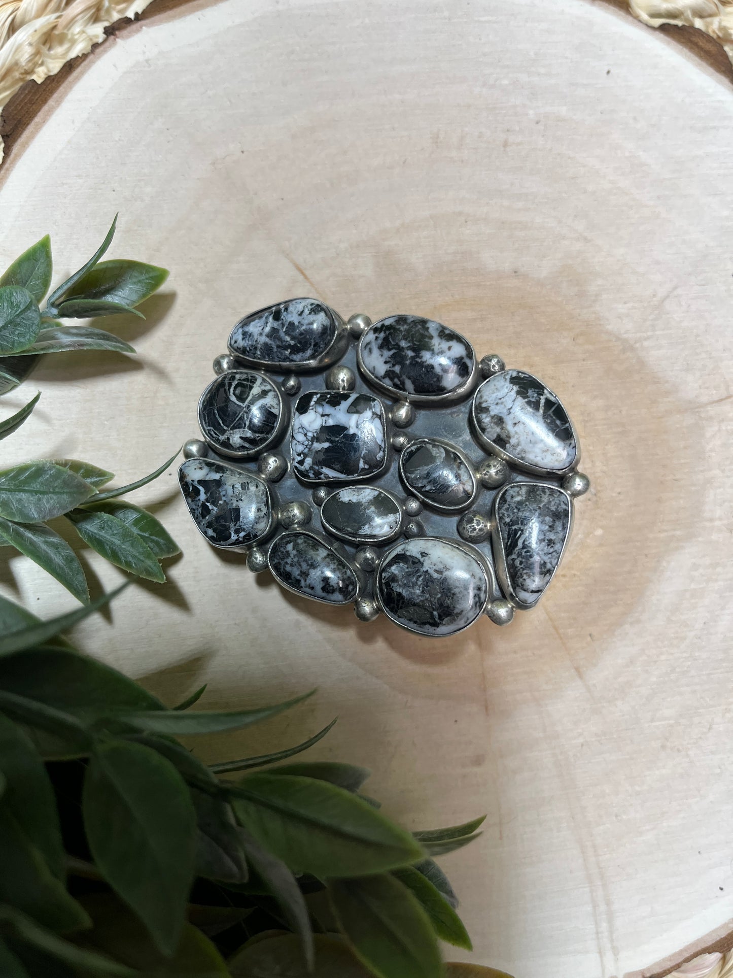 Sheila Becenti White Buffalo Cluster Buckle