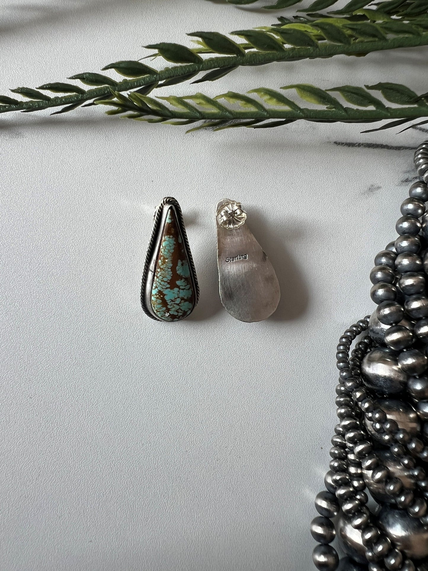 Mine #8 Turquoise Tear drop Post Earrings