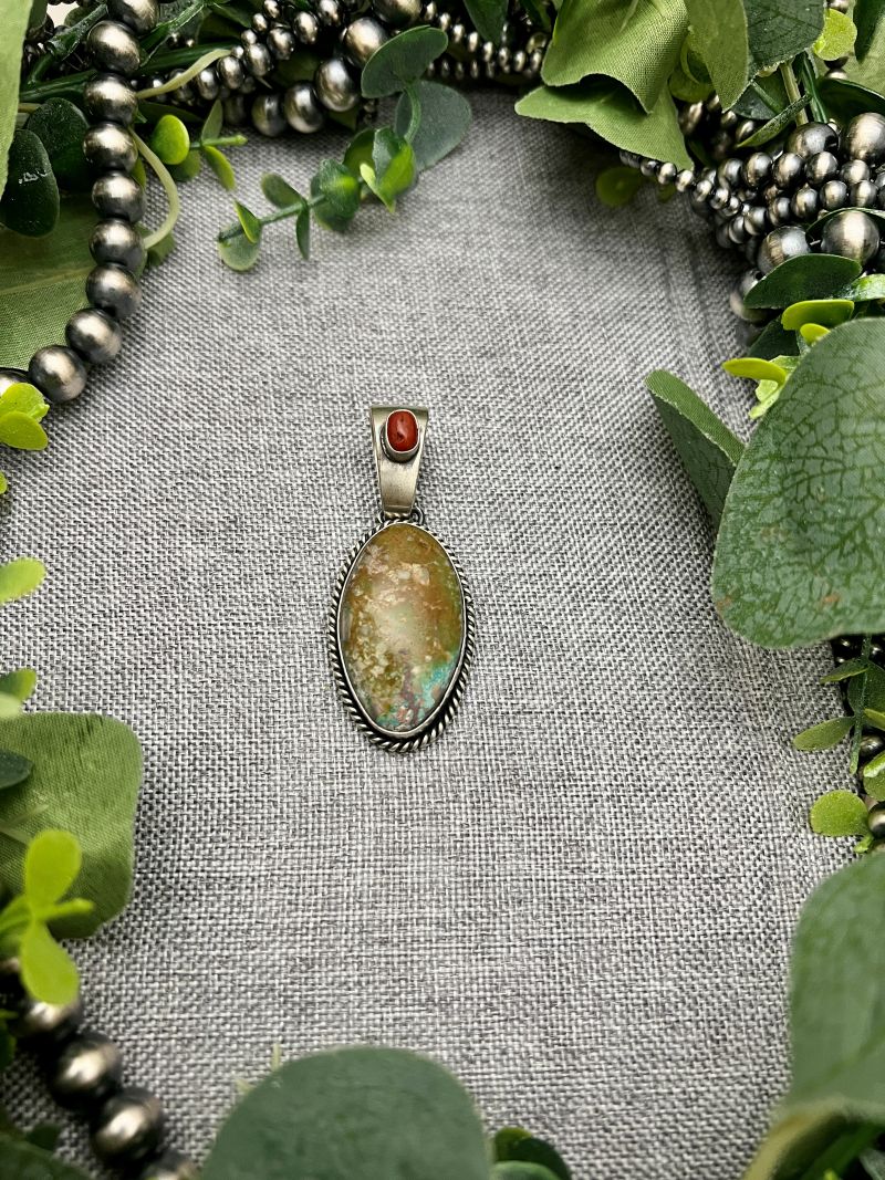 Paul Livingston Royston Turquoise and Coral Pendants