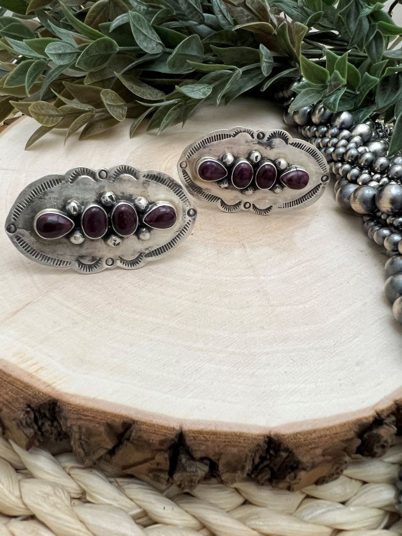 4-Stone Spiny Oyster Rings by Cordell Platero