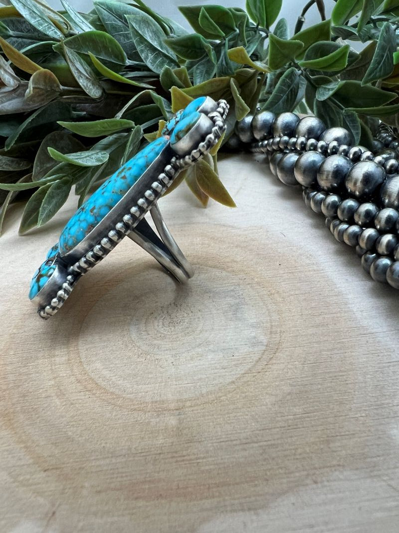 Kingman Turquoise Cluster Adjustable Rings