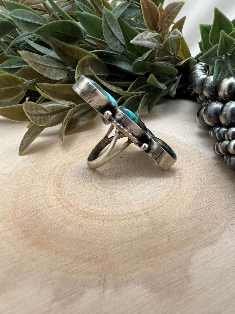 Blue Moon Turquoise Half Cluster Ring