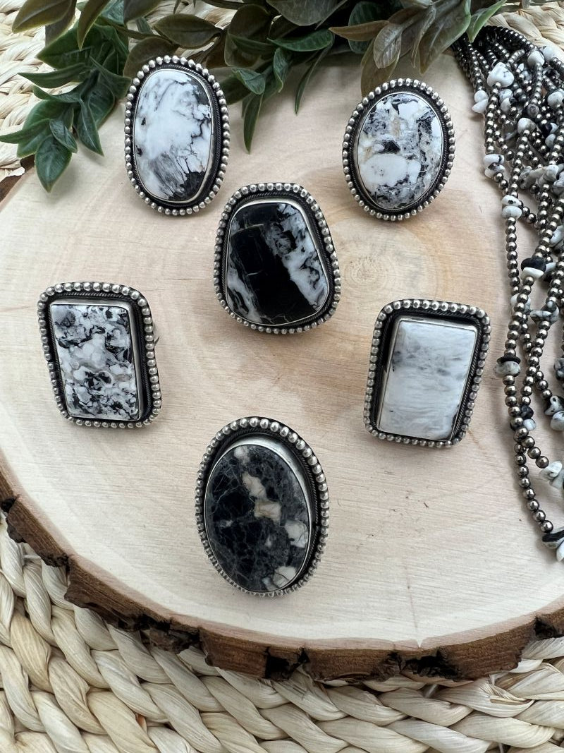 White Buffalo Adjustable Rings