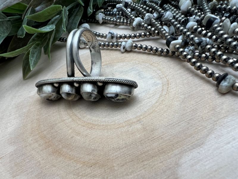4 Stone White Buffalo Adjustable Rings