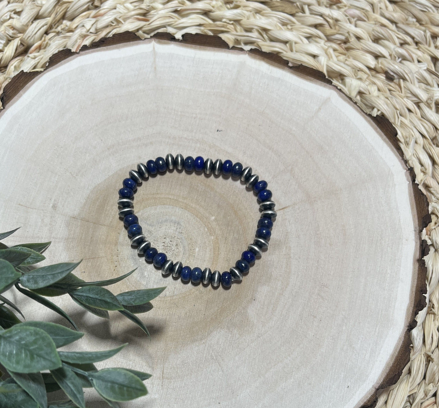 7mm Santa Fe Saucer Pearls & Lapis Stretch Bracelet