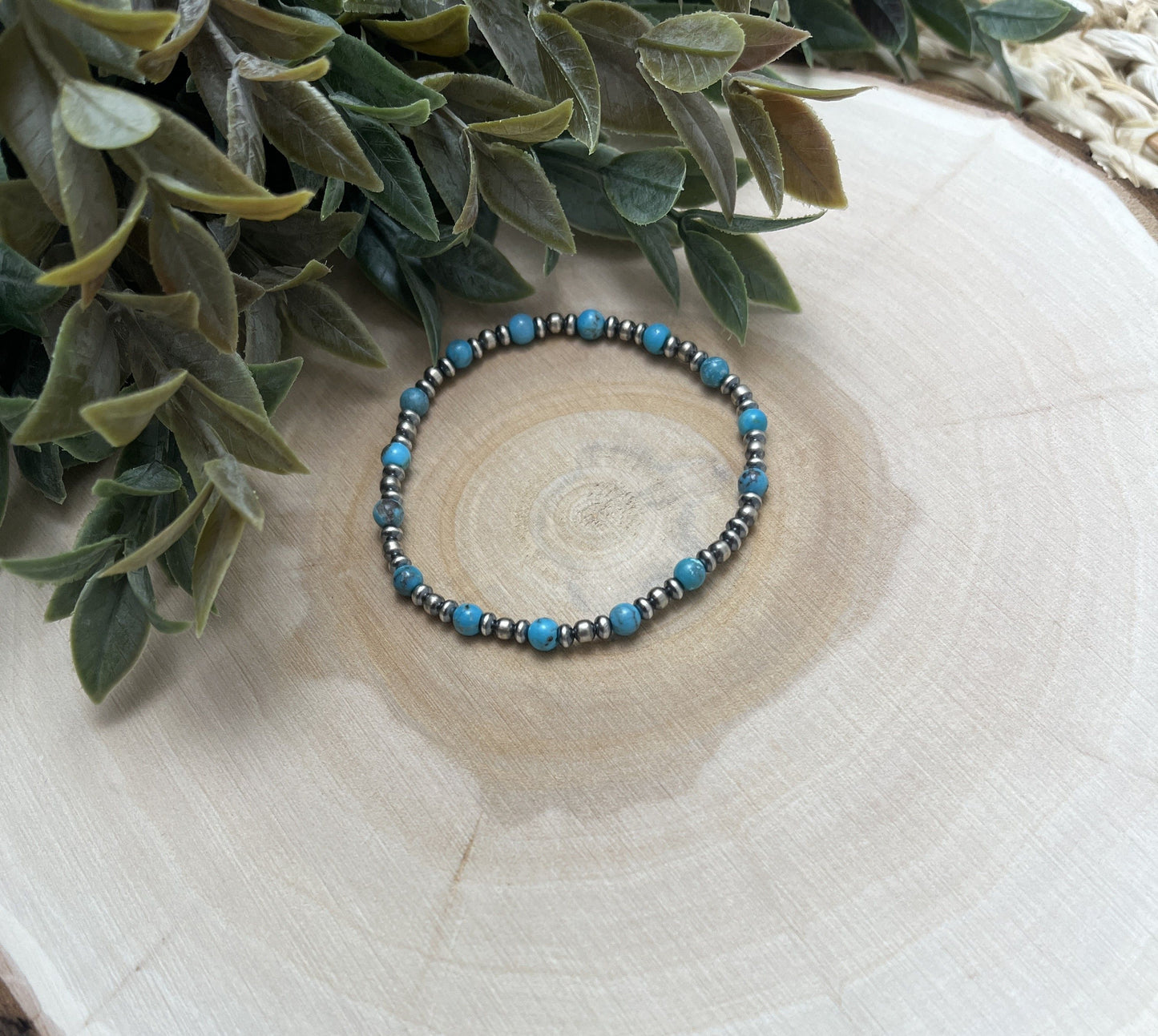 Santa Fe Pearls & Blue Turquoise Stretch Bracelet