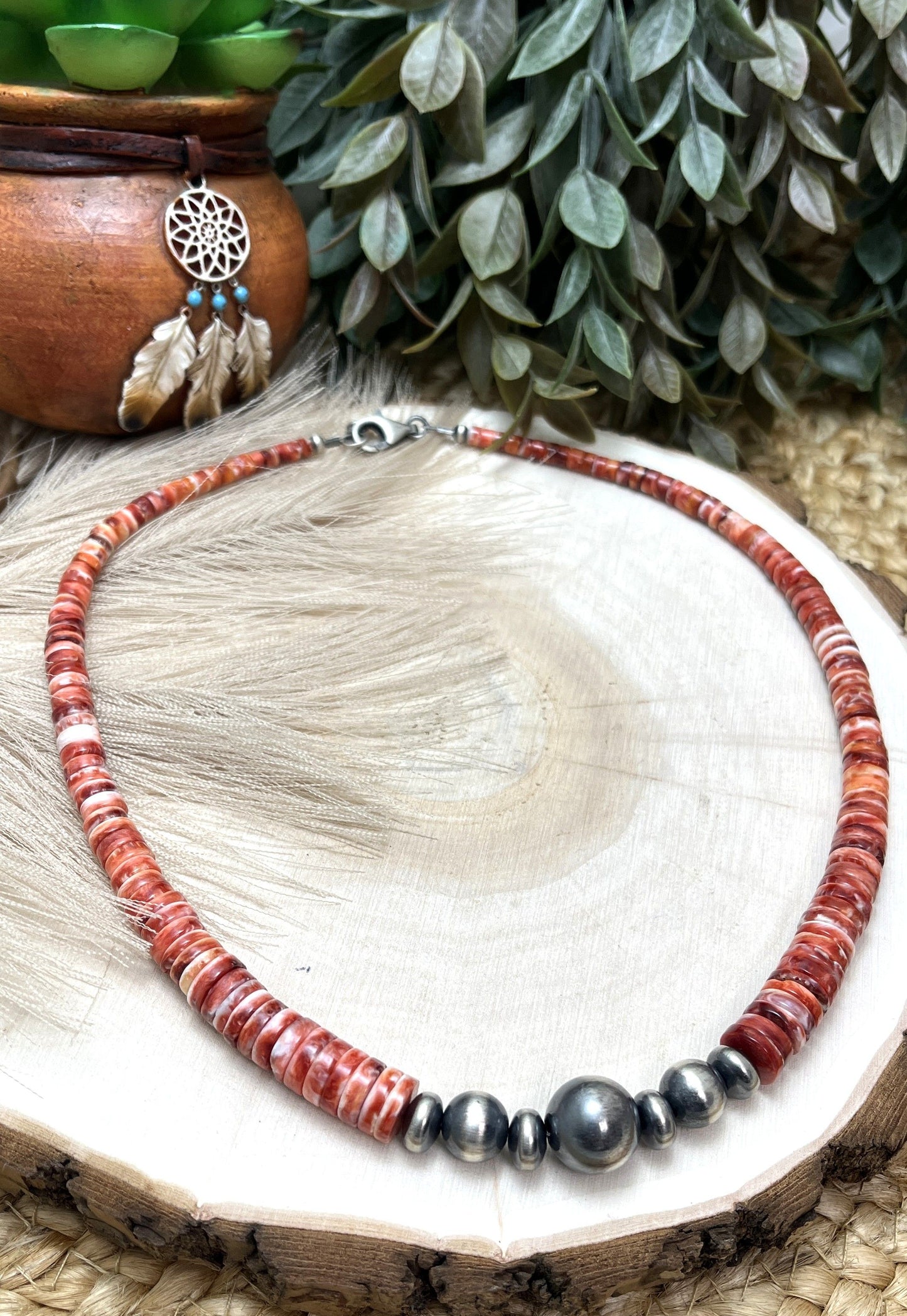 Santa Fe Pearl & Red Spiny Oyster Necklace