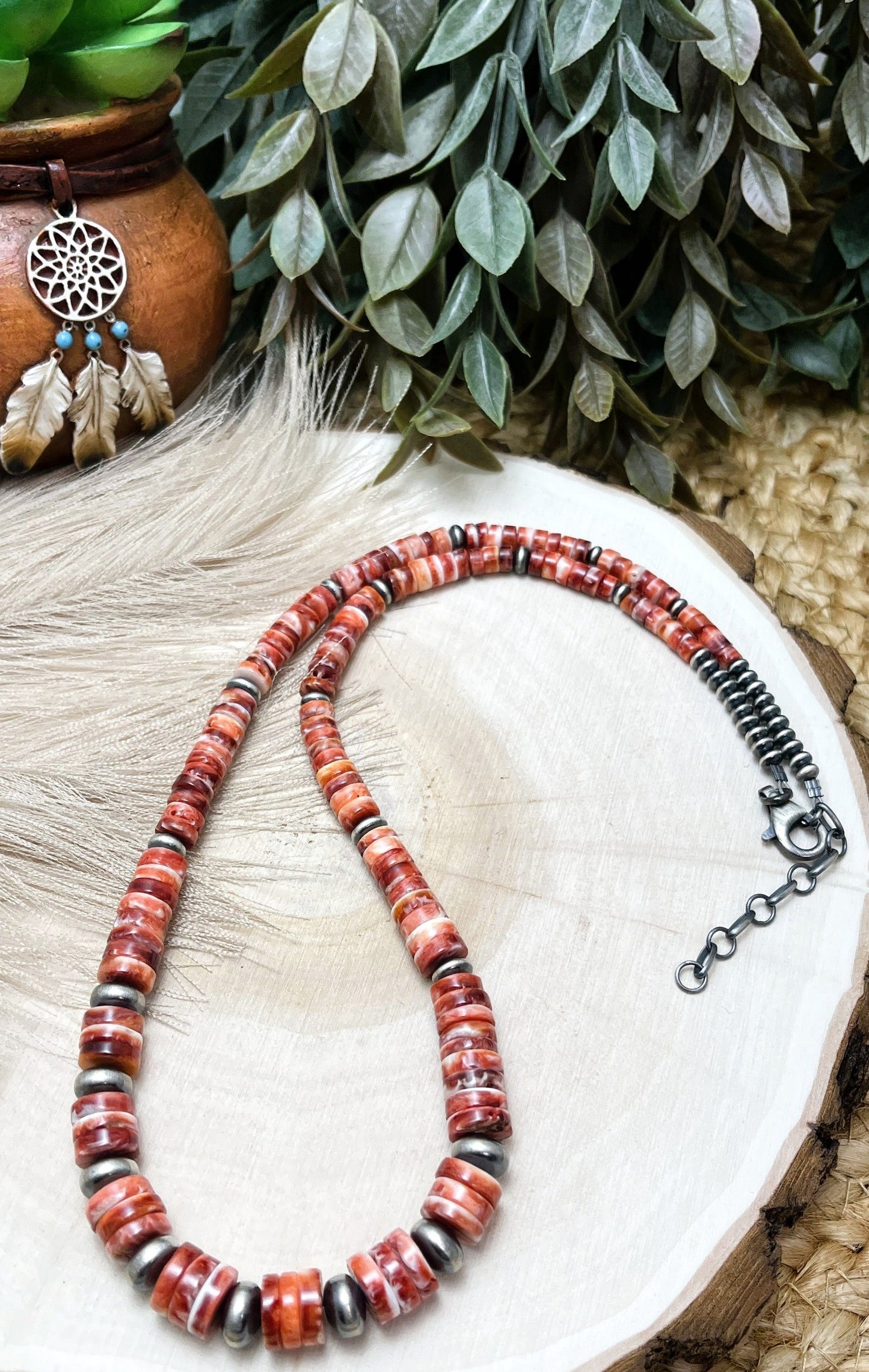 Santa Fe Pearl & Red Spiny Oyster Necklace