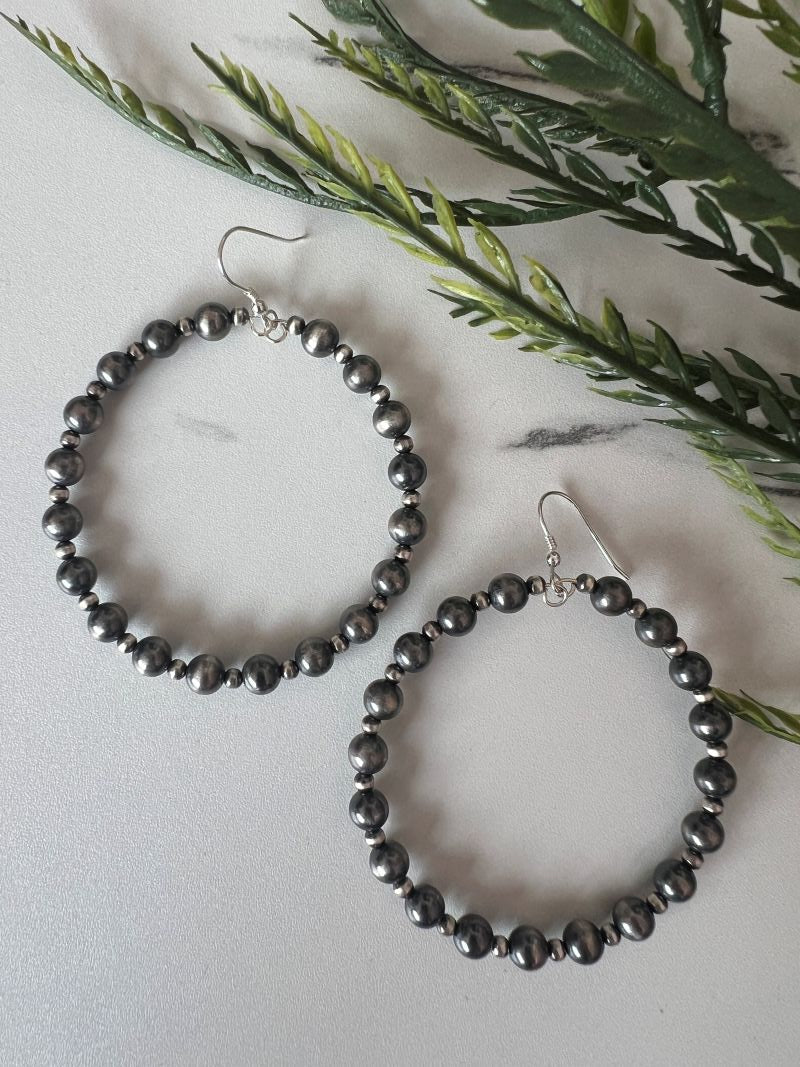 Desert Pearl Large Hoop Earring - Sunset TQ Mountain