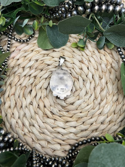 Eli Skeets Kingman Turquoise Pendant - Sunset TQ Mountain