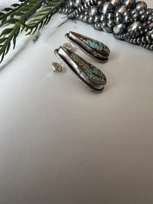 Mine 8 Turquoise Tear drop Post Earrings - Sunset TQ Mountain