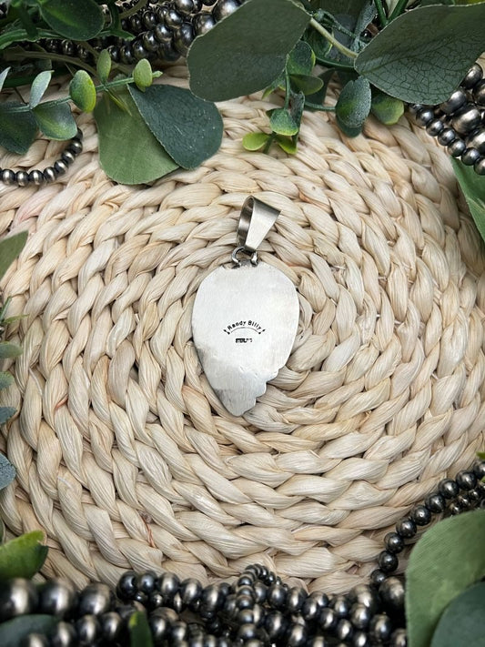 Randy Billy Turquoise and Southwest Stamping Pendant - Sunset TQ Mountain