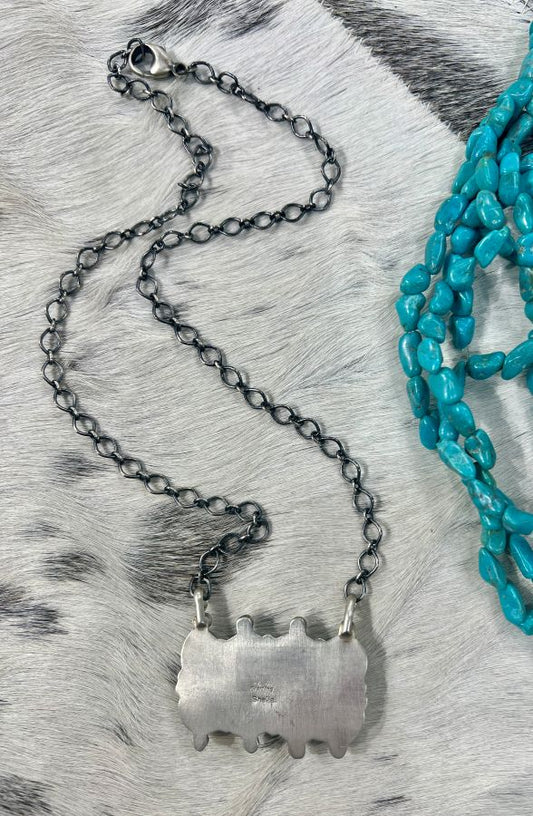 Sheila Becenti Turquoise 8 Stone Bar Necklace - Sunset TQ Mountain