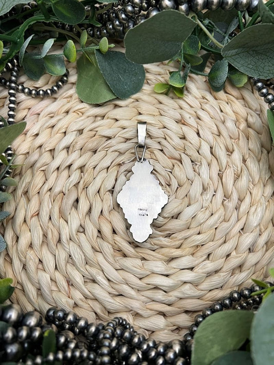 Sheila Becenti Turquoise Mine 8 Cluster Pendant - Sunset TQ Mountain