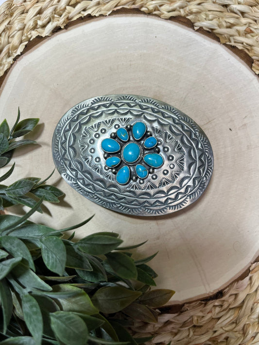 Sonoran Turquoise Cluster Buckle - Sunset TQ Mountain