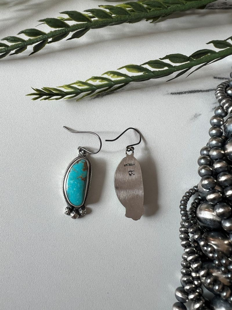 Sonoran Turquoise Dangle Wire Earrings - Sunset TQ Mountain