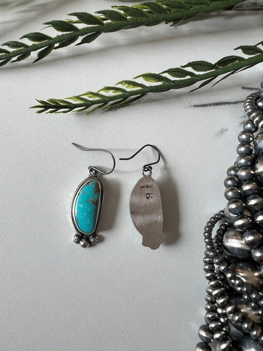 Sonoran Turquoise Dangle Wire Earrings - Sunset TQ Mountain