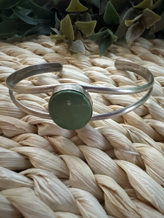 Susan Cooke Navajo Artist Turquoise and Silver Bracelet - Sunset TQ Mountain