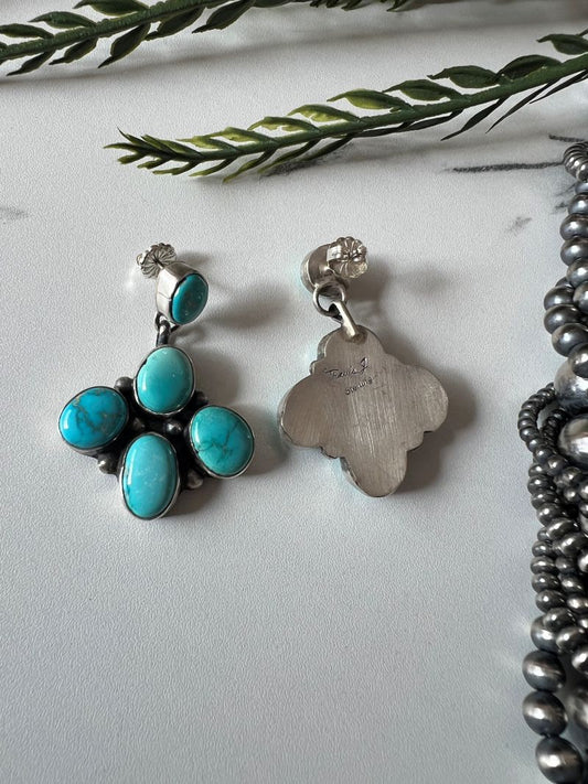 Travis Jim 5 - stone Turquoise Dangle Earrings - Sunset TQ Mountain