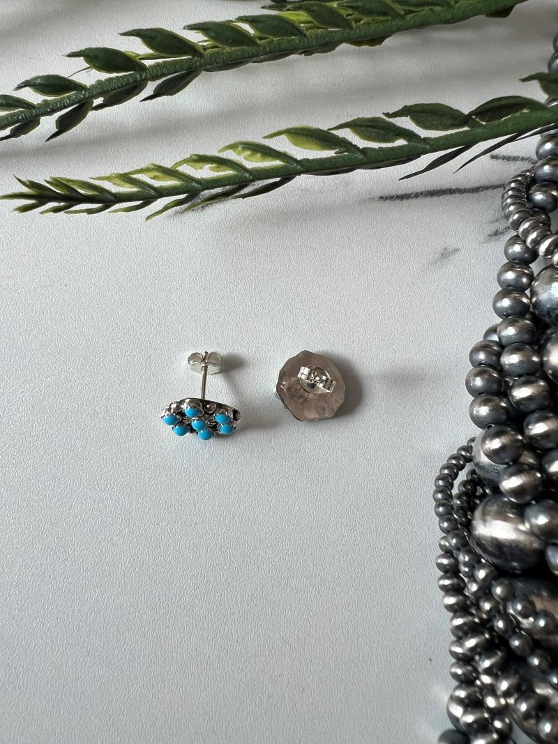 Turquoise 7 - stone Post Earrings - Sunset TQ Mountain