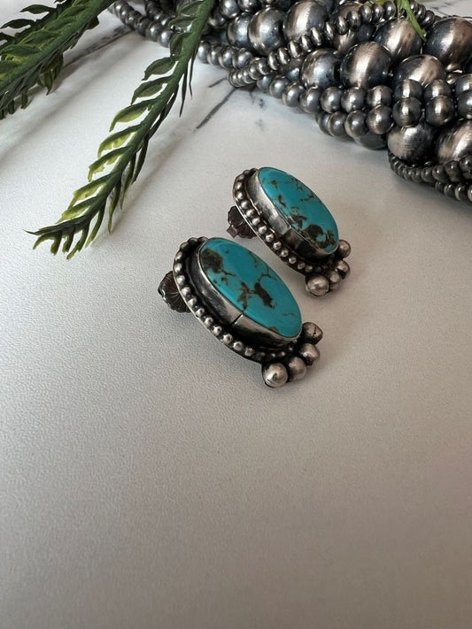 Turquoise Oval Post Earrings - Sunset TQ Mountain