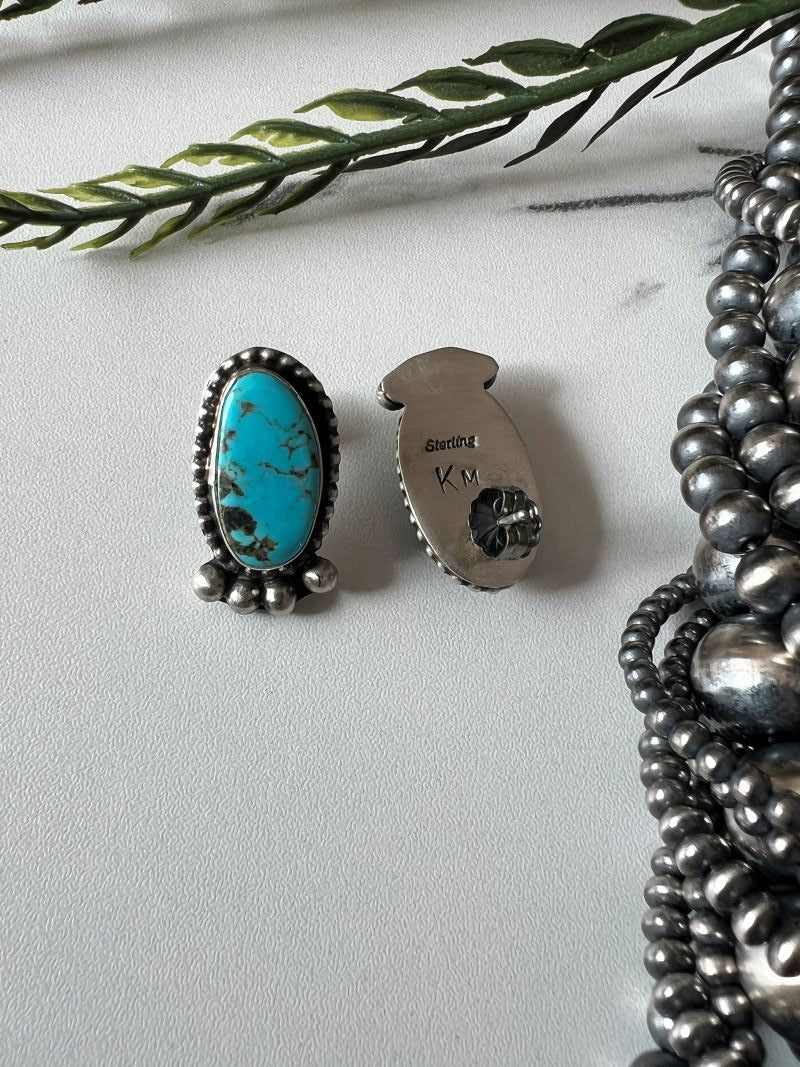 Turquoise Oval Post Earrings - Sunset TQ Mountain