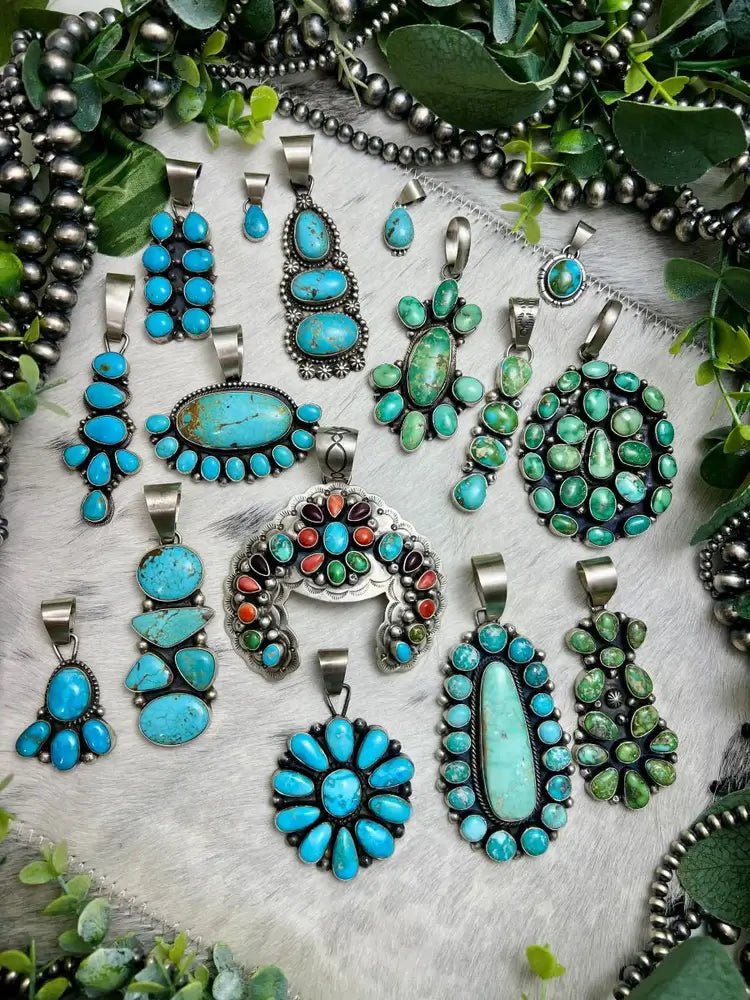 Native American Pendants - Sunset TQ Mountain 