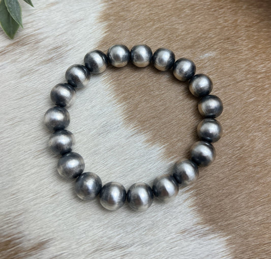 10mm Round Desert Pearls Stretch Bracelet - Sunset TQ Mountain