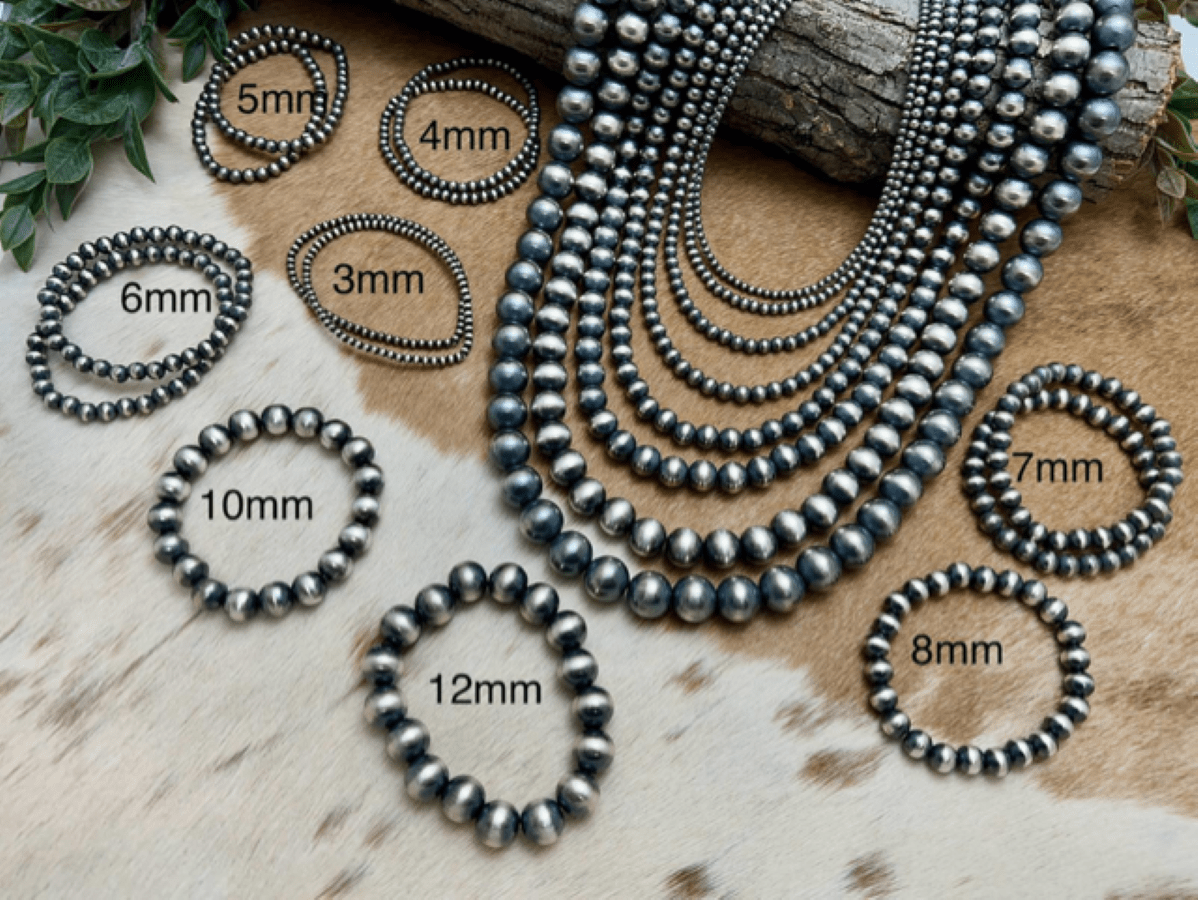 12mm Round Desert Pearls Stretch Bracelet - Sunset TQ Mountain