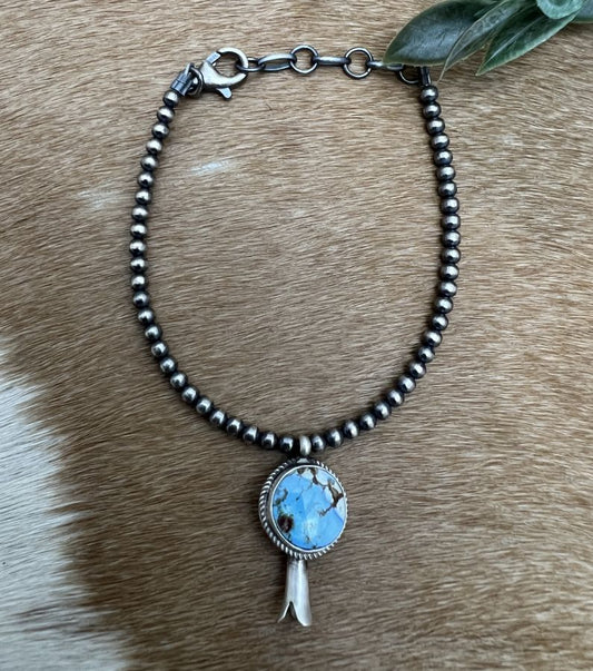 3mm Desert Pearls & Golden Hills Blossom Charm Bracelet - Sunset TQ Mountain