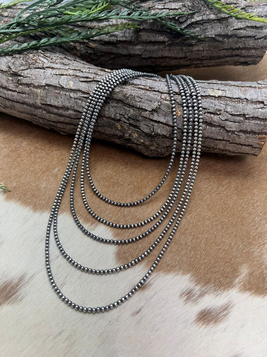 3mm Desert Pearls - Round Bead Necklace - Sunset TQ Mountain