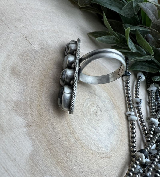 4 Stone White Buffalo Adjustable Rings - Sunset TQ Mountain