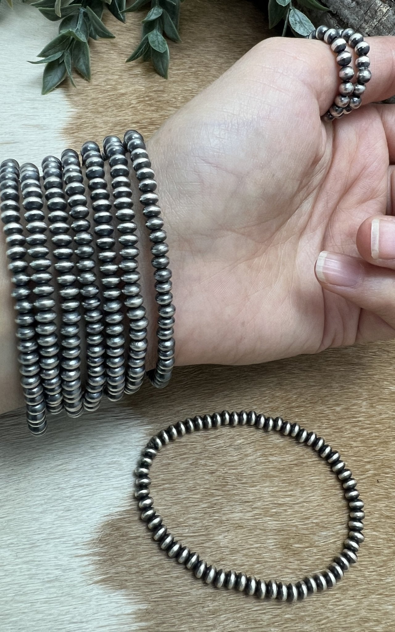 4.5mm Saucer Desert Pearls Stretch Bracelet - Sunset TQ Mountain