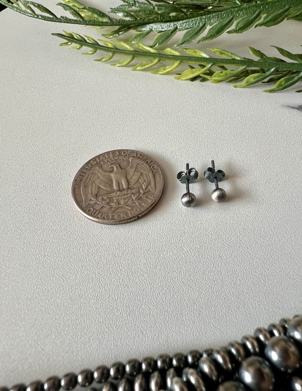 4mm Desert Pearl Round Post Earrings - Sunset TQ Mountain