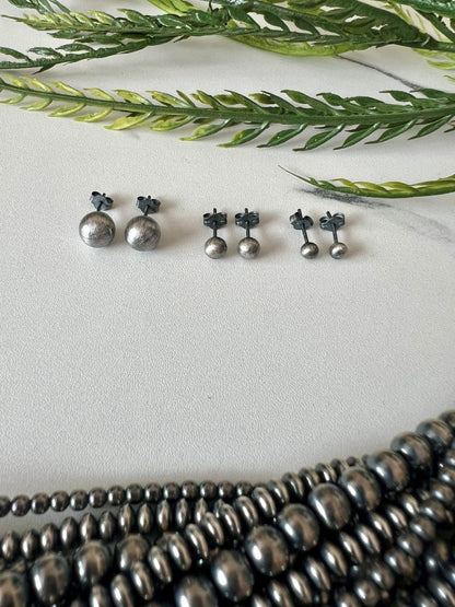4mm Desert Pearl Round Post Earrings - Sunset TQ Mountain