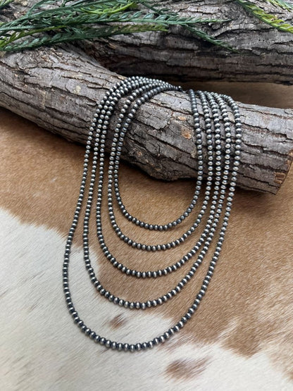 4mm Desert Pearls - Round Bead Necklace - Sunset TQ Mountain