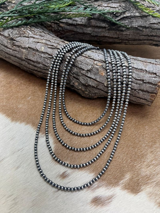 4mm Desert Pearls - Round Bead Necklace - Sunset TQ Mountain