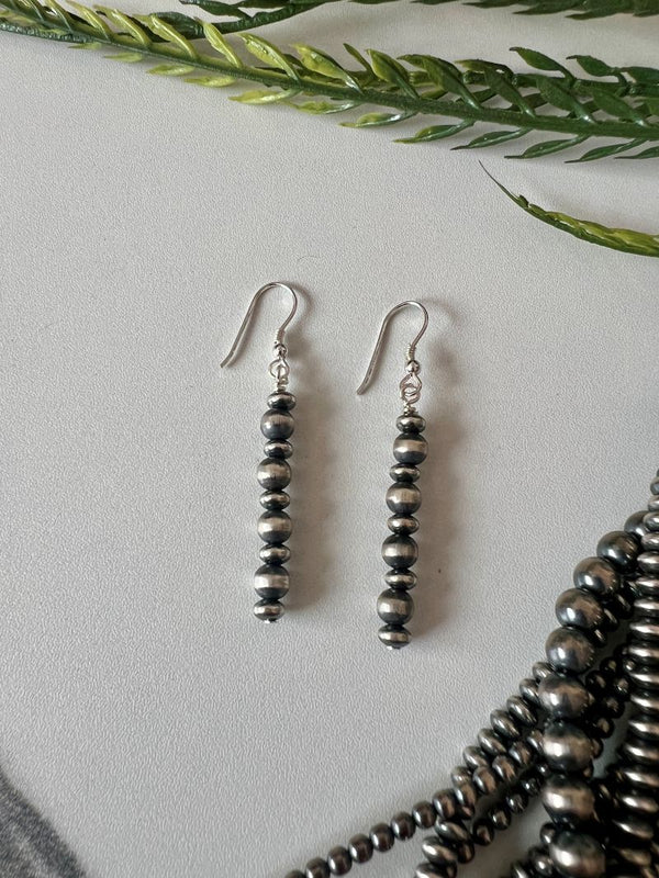 5mm Desert Pearl Round and Saucer Stick Dangle Earrings - Sunset TQ Mountain