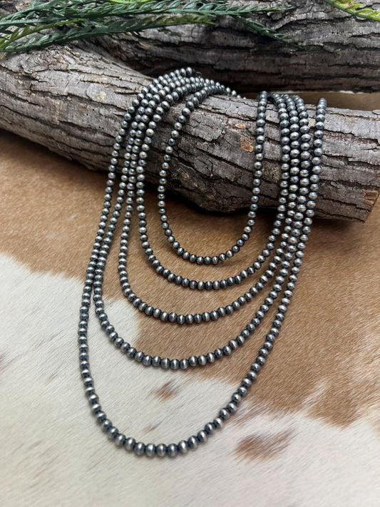 5mm Desert Pearls - Round Bead Necklace - Sunset TQ Mountain