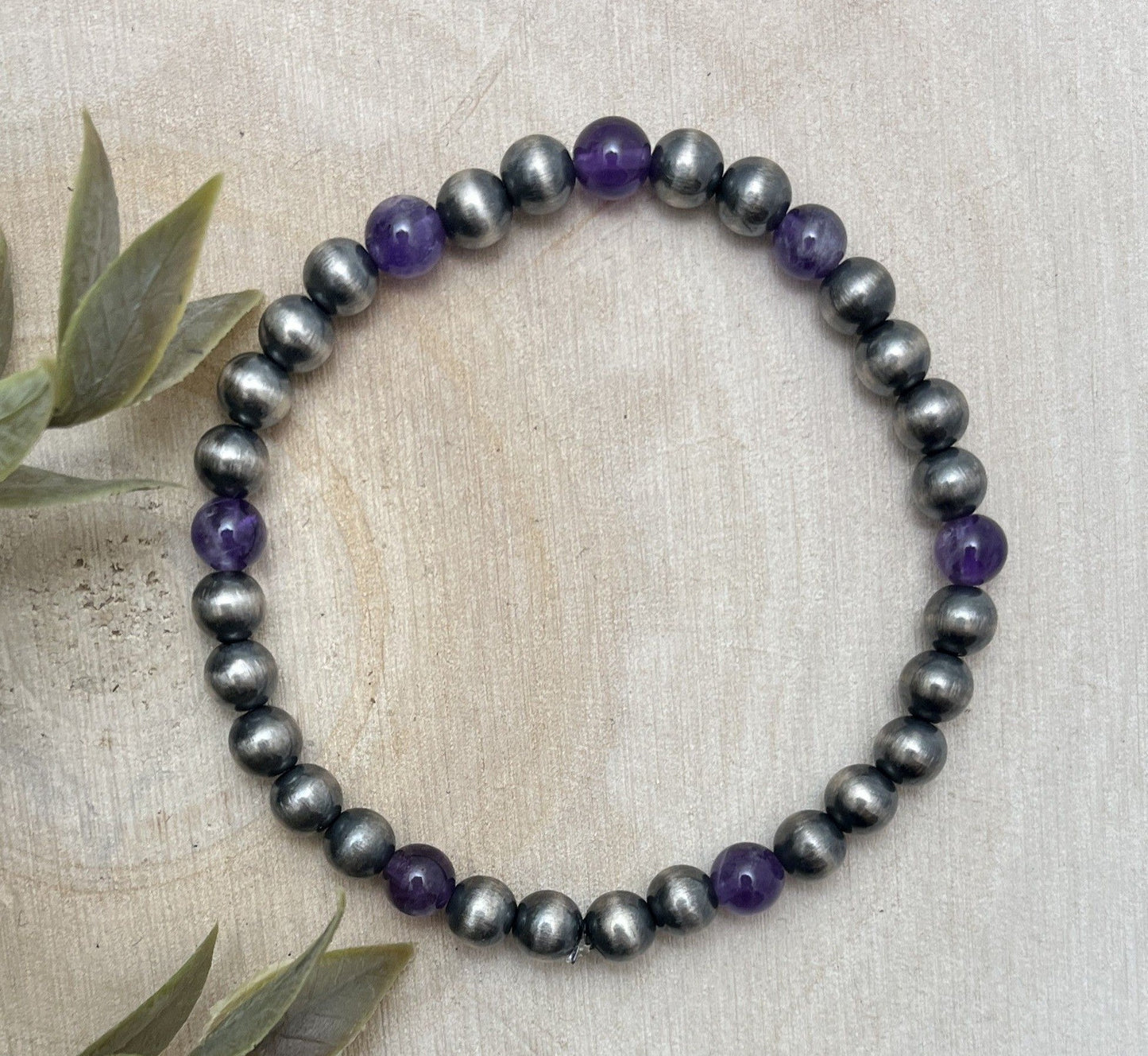 6mm Desert Pearls & Amethyst Stretch Bracelet - Sunset TQ Mountain