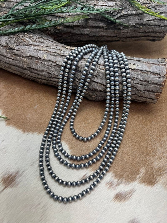 6mm Desert Pearls - Round Bead Necklace - Sunset TQ Mountain