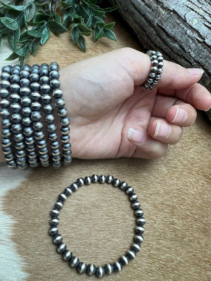 6mm Round Desert Pearls Stretch Bracelet - Sunset TQ Mountain
