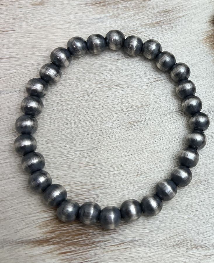 6mm Round Desert Pearls Stretch Bracelet - Sunset TQ Mountain