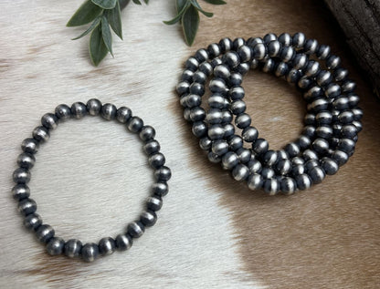 6mm Round Desert Pearls Stretch Bracelet - Sunset TQ Mountain