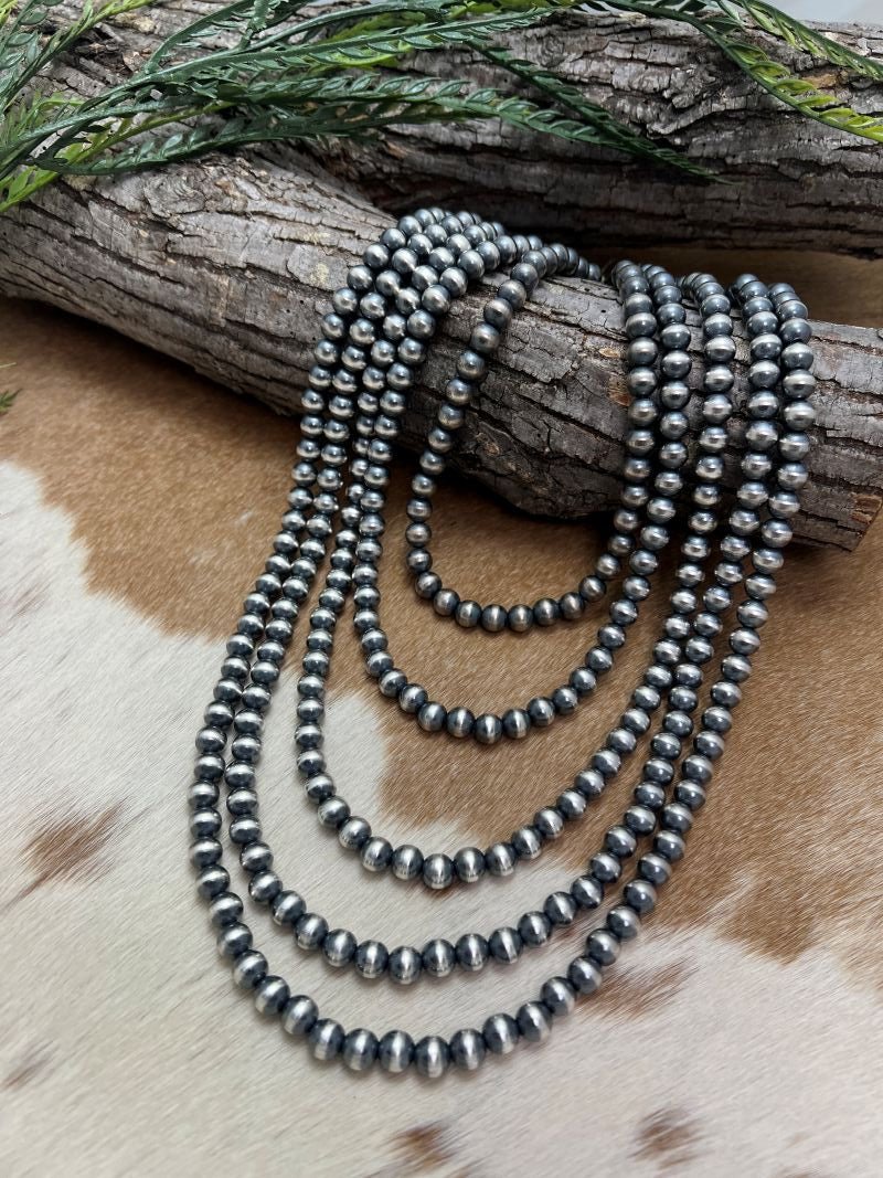 8mm Desert Pearls - Round Bead Necklace - Sunset TQ Mountain