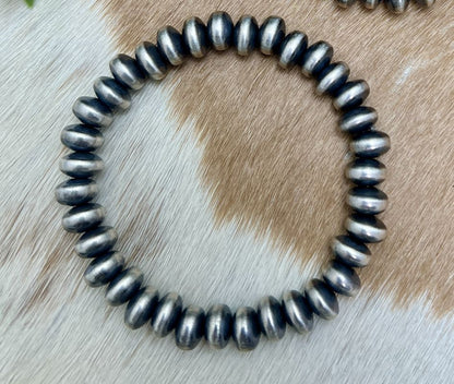 9mm Saucer Desert Pearls Stretch Bracelet - Sunset TQ Mountain